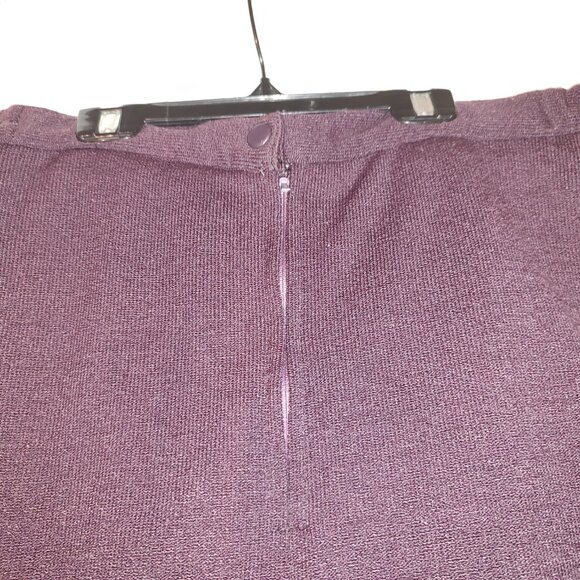 WOMEN'S 2X "DONNA LEPURE" RAISIN/GRAPE COLORED FABRIC & LEATHER DIAGONAL SKIRT - Picture 5 of 7